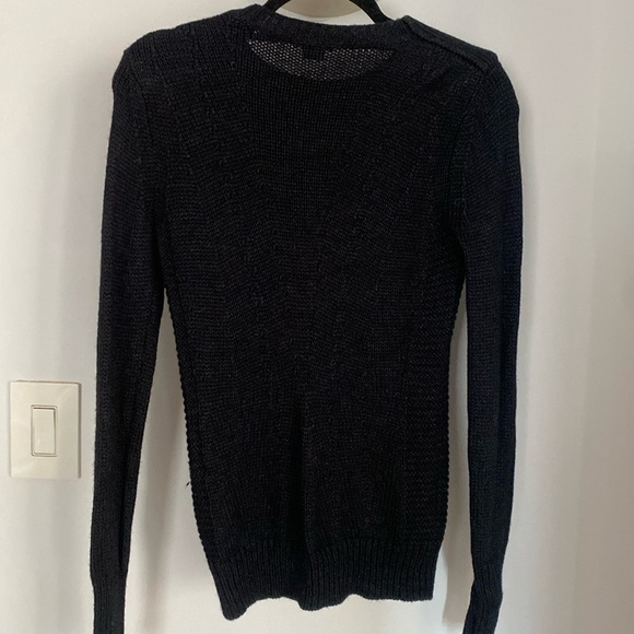 Theory Aleesna Leuna Silk Alpaca Blend Black Knit Button Shoulder Sweater Size M - Picture 11 of 13